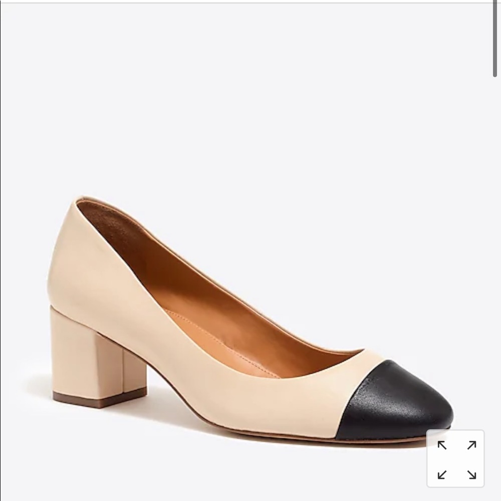 JCrew Factory Bryn cap toe leather block heel